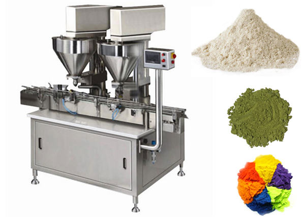 Automātiska 2 galviņu pulvera iepildīšanas mašīna